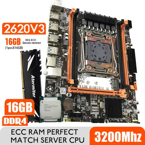 Комплект материнской платы DDR4 2DDR4 DIMM с Xeon E5 2620 V3 LGA2011-3 ЦП 1*16 ГБ = 16 Гб PC4 ОЗУ 3200 МГц DDR4 Память ОЗУ REG ECC