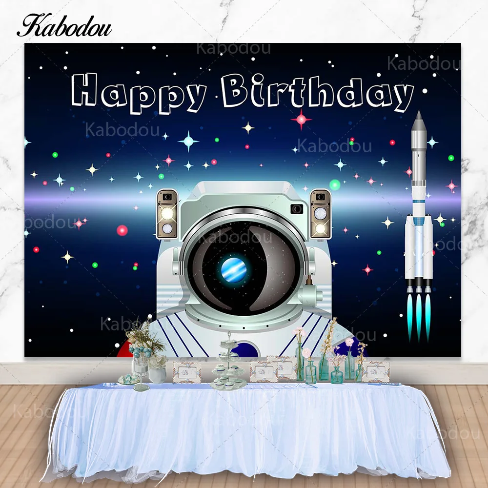 

Фотофон Kabodou с астронавтом в космосе, детский фон для фотосъемки на день рождения, украшение Галактики, баннер