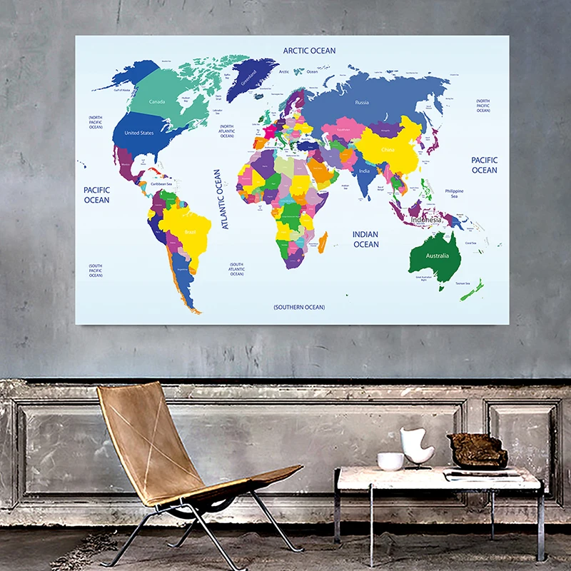 

150x100cm The World Map Unframed Poster Decorative Wall Canvas Painting Living Room Home Decoration School Classroom Supplies