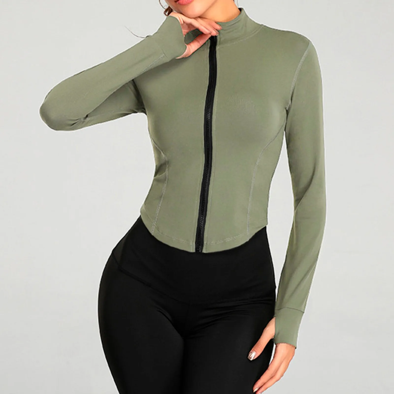 Женская Осенняя куртка Полная Спортивная одежда на молнии открытое пальто для