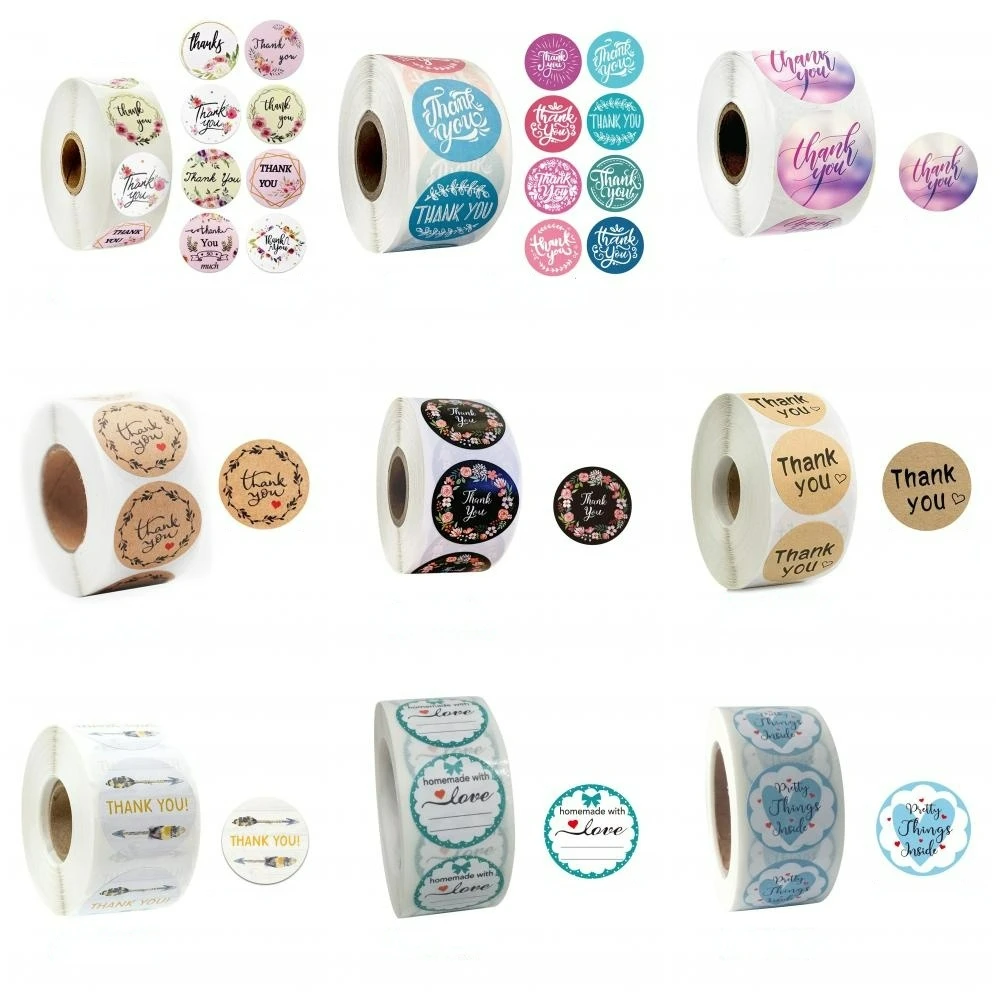 

500pcs Flower Elephant Cute Animals Thank You Sticker for Business Kids Reward Sealing Label Scrapbooking Gift Decor stickers