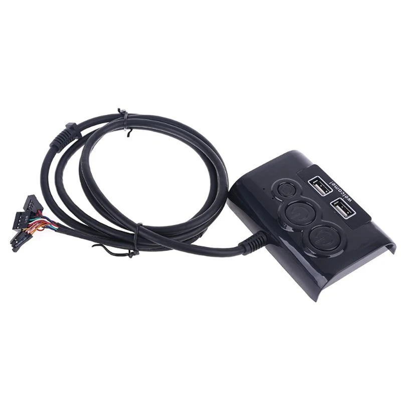 

Desktop Computer Switch PC Case Power Supply On/Off Reset Button Double USB Microphone Port