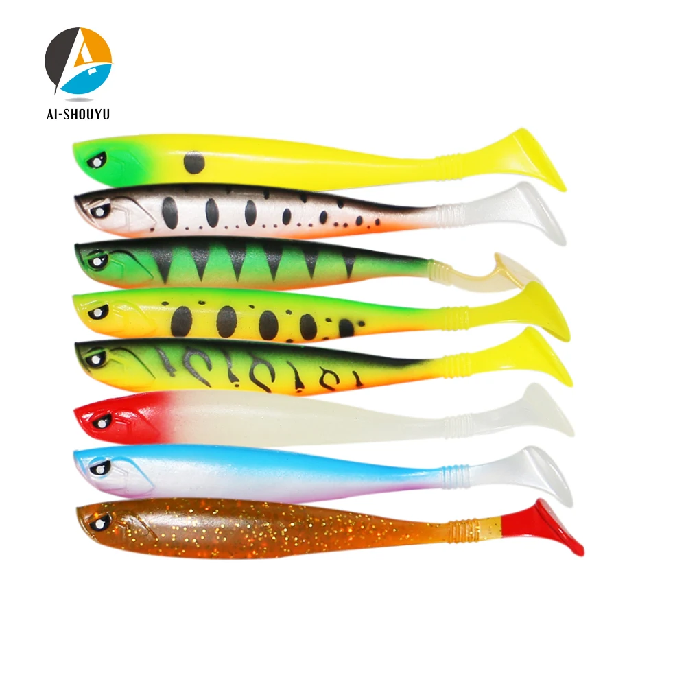 AI-SHOUYU 3 шт. Мягкая рыболовная приманка 120 мм 10 г 3D глаза T Tail Swimbait Япония Shad Worm