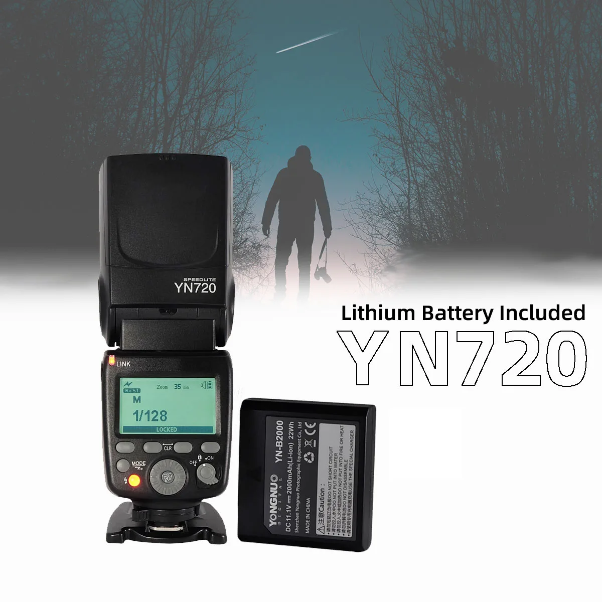 

YONGNUO YN720 Flash Speedlite Wireless Flash Master Slave Speedlite GN60 LCD Display LITHIUM Battery for Canon Nikon DSLR Camera