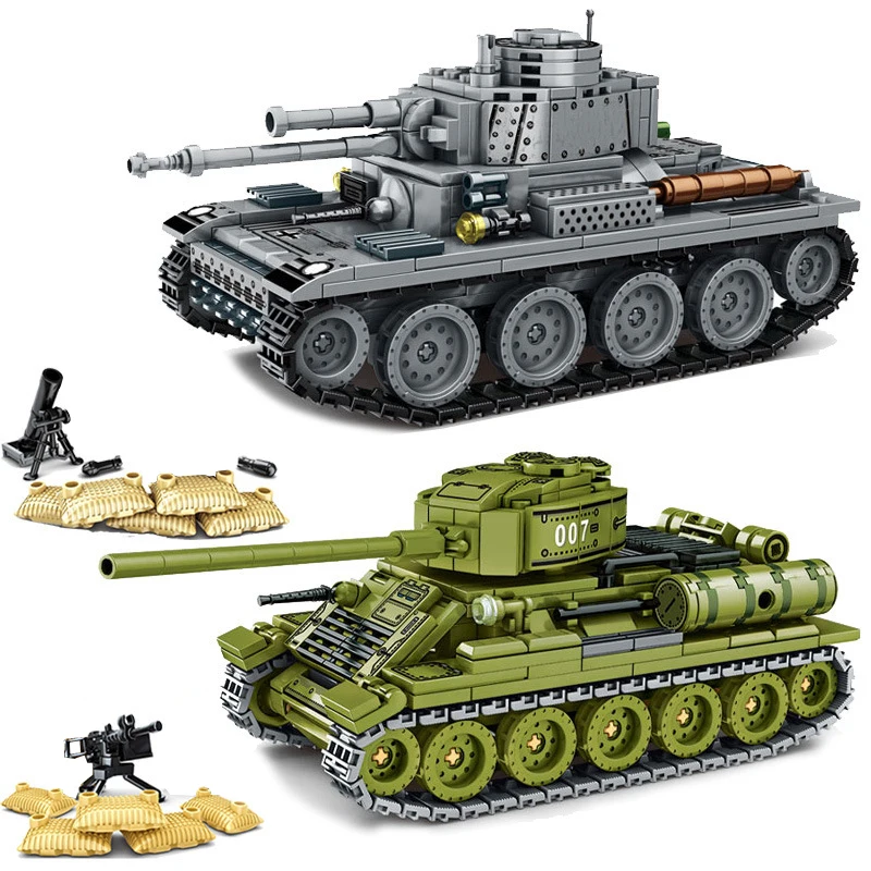 

Military German Panther Medium Tank Building Blocks WW2 Army Weapons Tiger Heavy Tanks Bricks Children Toys Kids Gifts