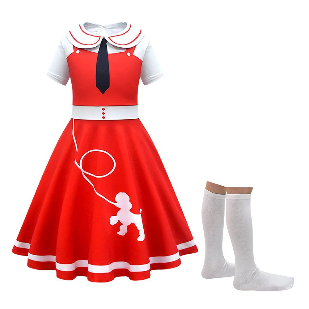 6 шт./комплект детский красный костюм с юбкой