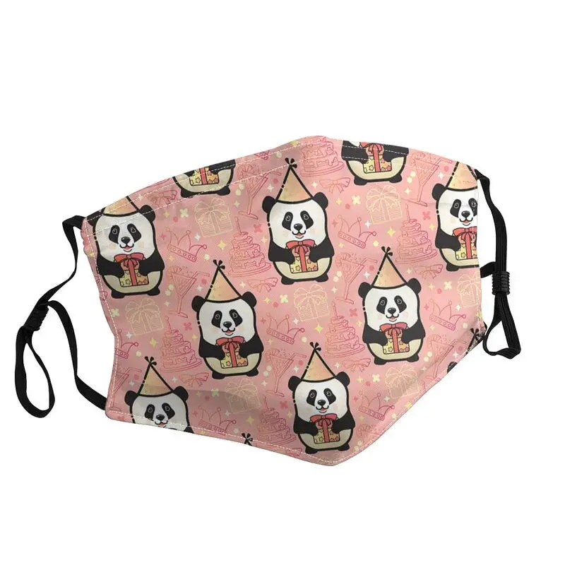 

Funny Panda In Party Hat Face Mask Adult Dustproof Cute Animal Bear Mask Protection Respirator Washable Mouth Muffle
