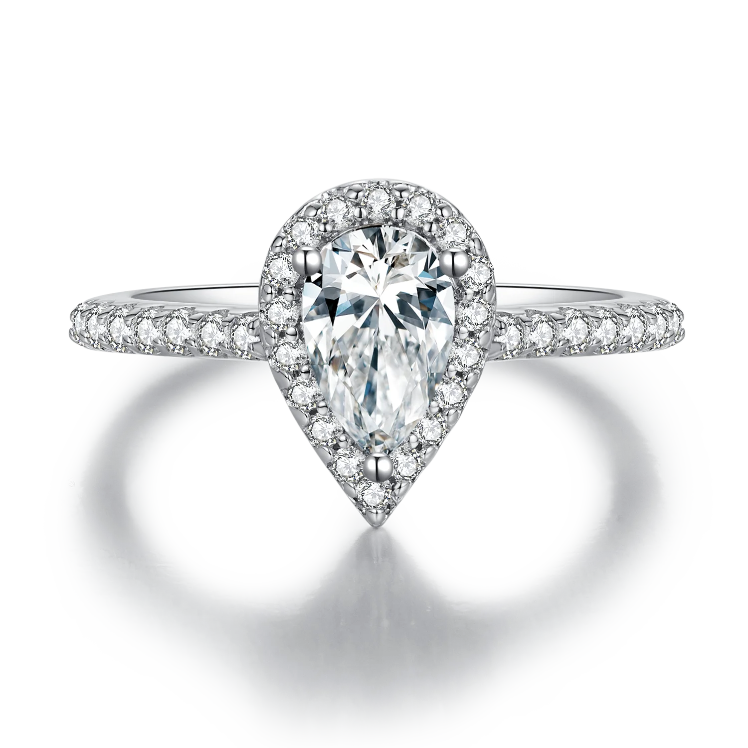 Кольцо HanYu из серебра 100% пробы с муассанитом грушевидной огранкой D VVS1