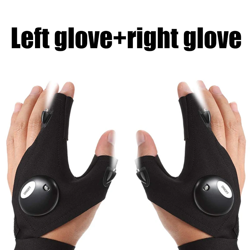 

Outdoor LED Flashlight Fingerless Gloves Magic Strap Waterproof Torch Gloves Cover Cycling Hiking Survival Camping Rescue Tools