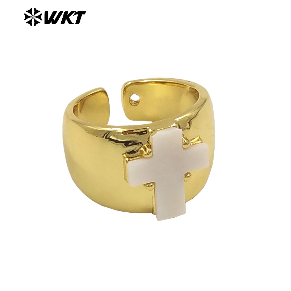 Женское 2024 Новое поступление желтое латунное кольцо в форме Креста религиозном