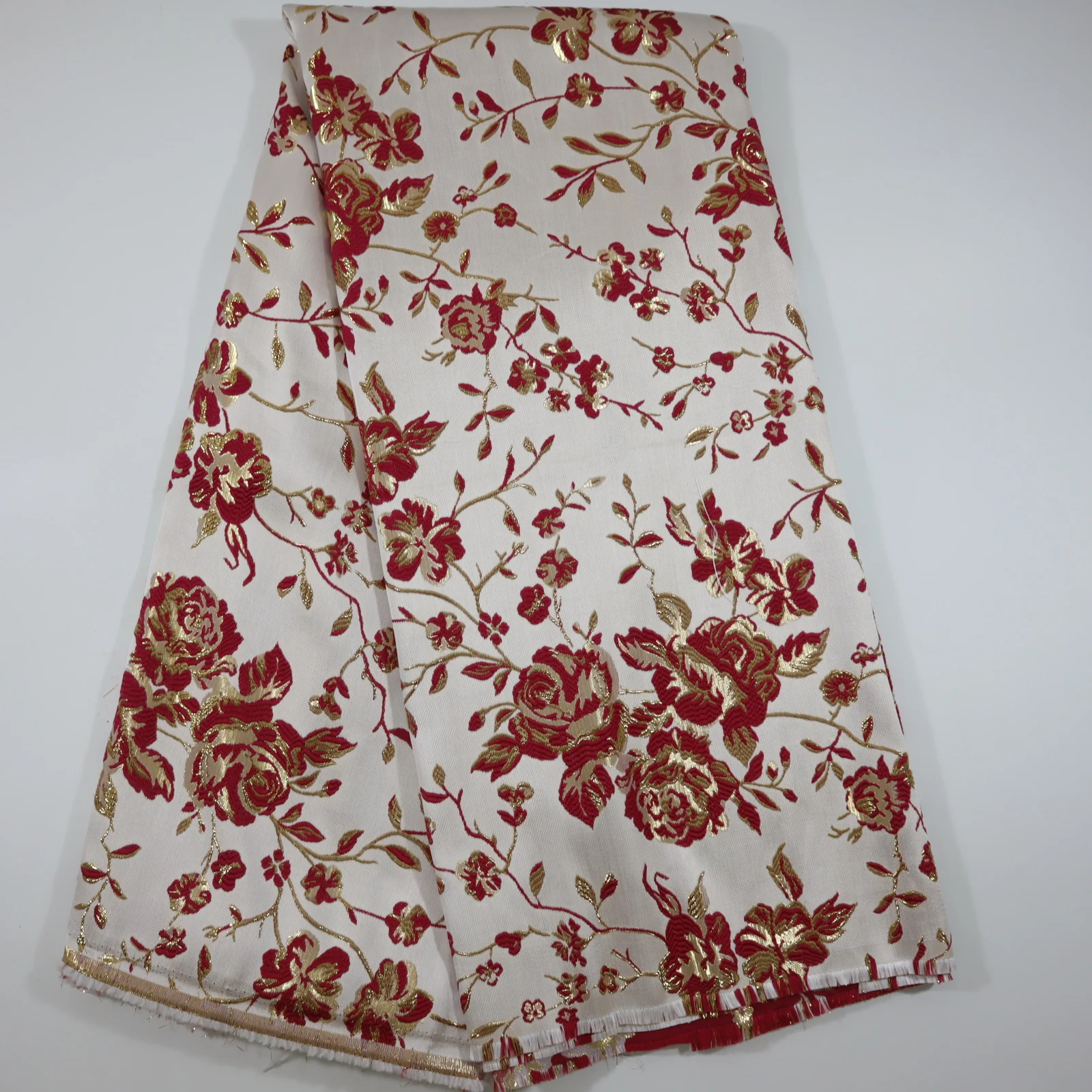 

African Latest Design Brocade Jacquard 5 Yards Fabric French High Quality Gilding Fabric Nigerian For Wedding Party Dress Sewing