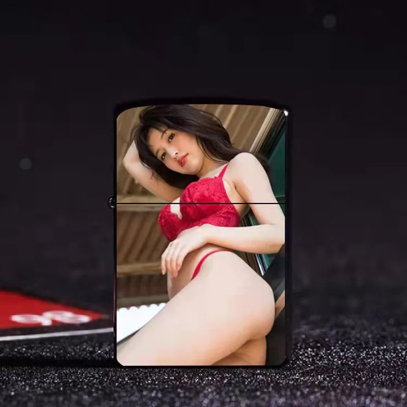 

Beautiful Lady Kerosene Lighter Black s Metal Case Lighter Fashionable And Beautiful Collection Classic Charm Girl