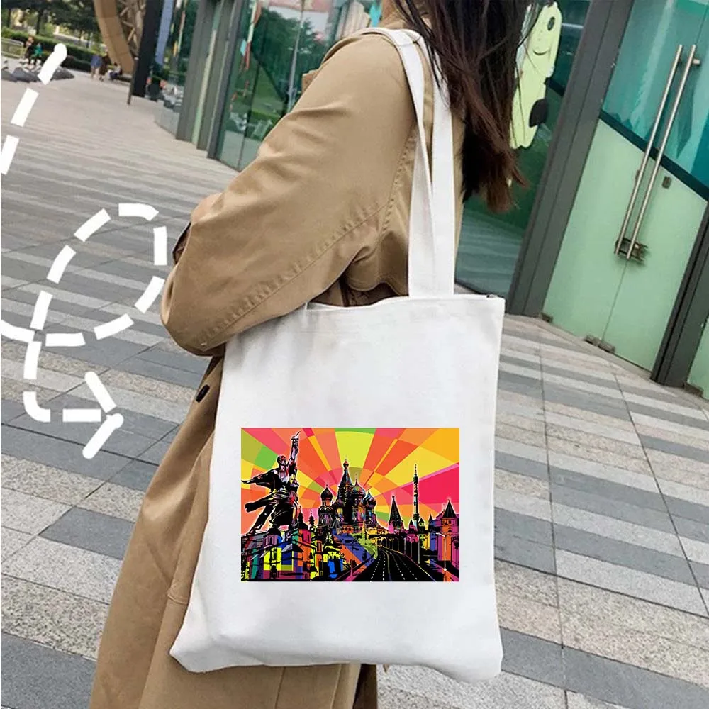 Московский собор Св. Базилика Matrioska Doll Psychedelic Women's Canvas Shopper Хлопковая Сумка-тоут