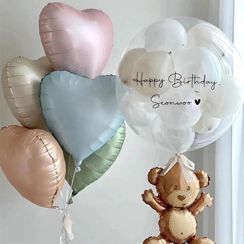 

18Inch Matte Aluminum Foil Balloon Solid Color Heart-Shaped Round Foil Balloons Birthday Decorations Wedding Anniversary Decor