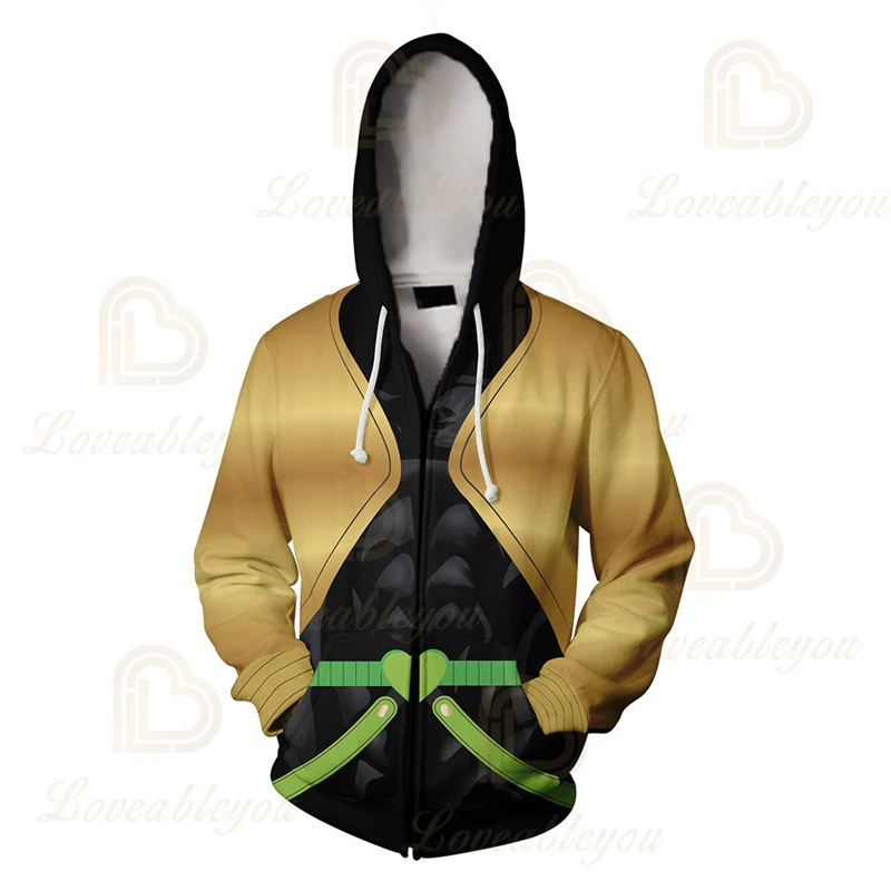 Anime Zipper Hoodie Sweatshirt Cosplay Costumes Joestar Kujo Jotaro Hooded Men Women