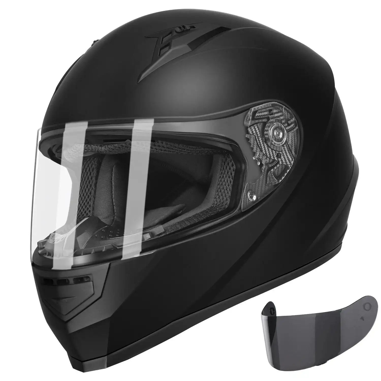 

Легкий мотоциклетный шлем на все лицо для уличного велосипеда с дополнительным тонированным козырьком в горошек (матовый черный, средний), ...