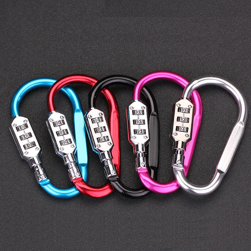 

3 Digit Password Lock Carabiner Outdoor Kit Camping Locking Survival Gear Mountaineering Hiking Screw Lock Hanging Hook Buckle