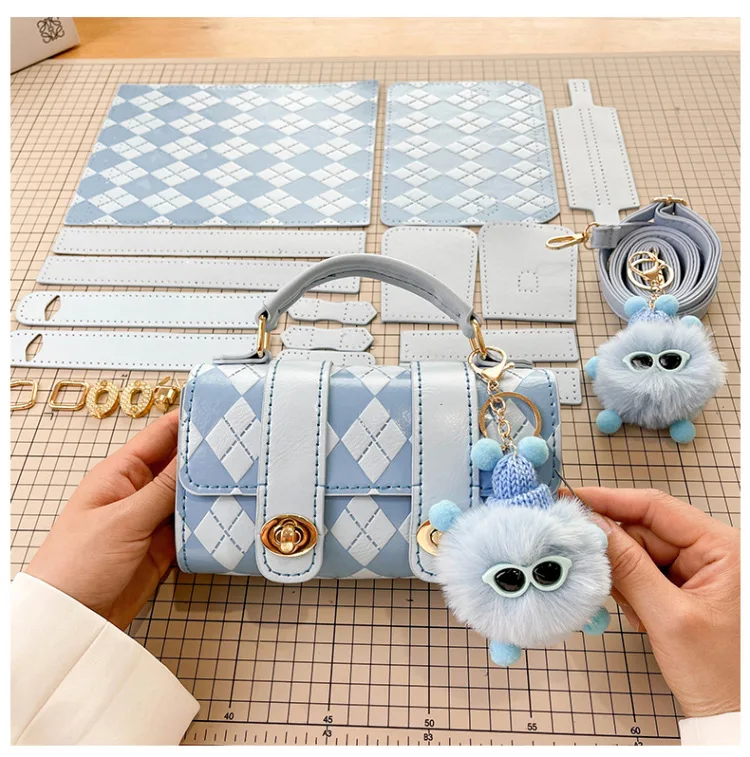 

DIY Women Square Pack Shoulder Bag Handmade Stitching DIY Sewing Material for Leather Woven Bag Crossbody Bag Handbag