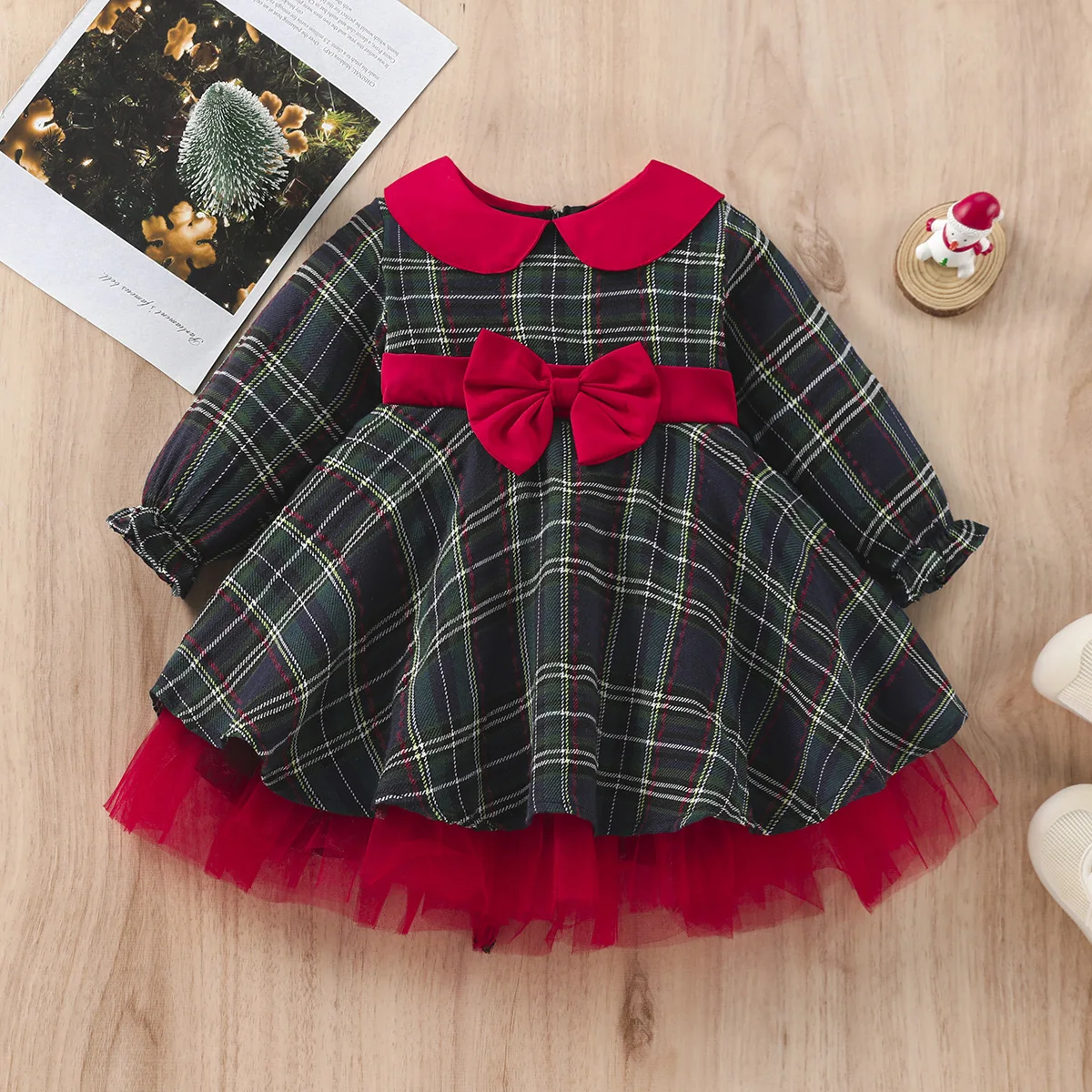 

Meibeile 6M-6Y Christmas Dress for Girls Toddler Kid Child Red Plaid Bow Dresses for Girl Xmas Party Princess Costumes 2023
