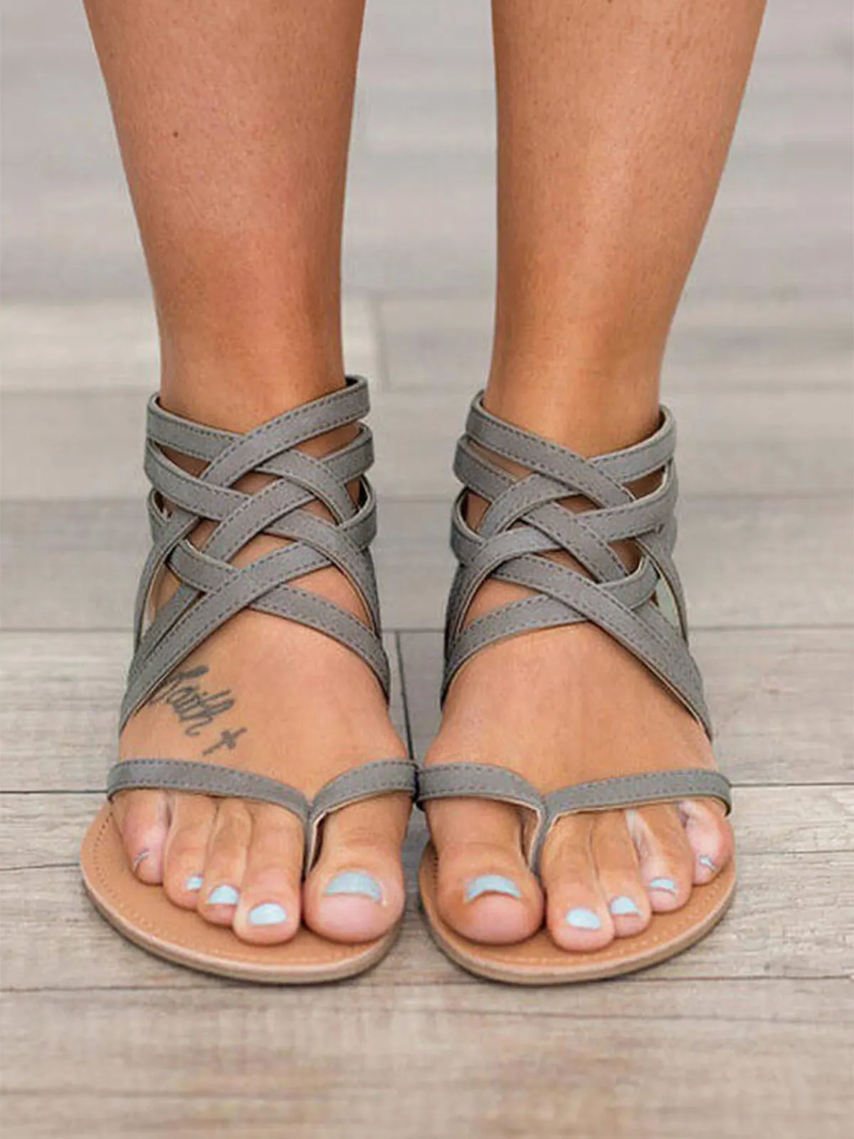 

New Summer Cross-Tied Zipper Flat Sandals Women Fashion Casual Beach Outdoor Flip Flop Sandals Ladies Flat Shoes Big Size 37-43