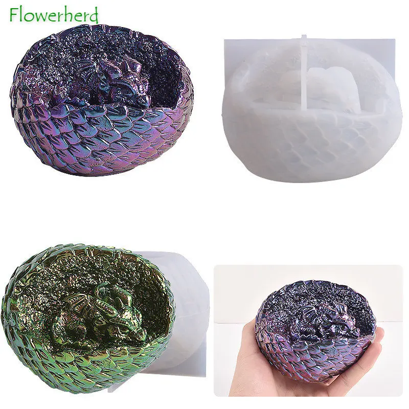 

DIY Crystal Epoxy Resin Plaster Dinosaur Eggs Baby Silicone Mold Shell-breaking Dinosaur Pups Mould Baking Cake Decorating Tools