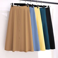 vintage office lady elegant long skirts arrival 2022 spring korean style streetwear solid color high waist women a line skirt