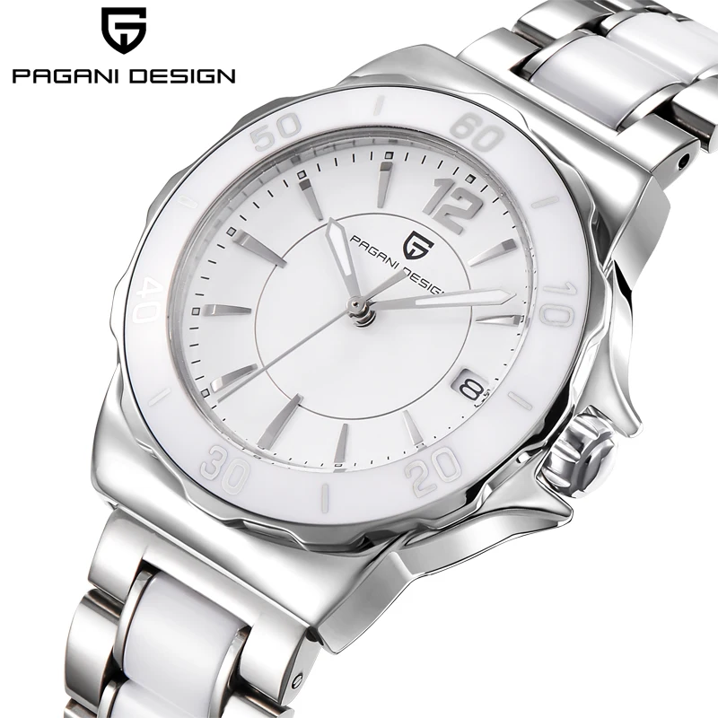 PAGANI DESIGN CX2555 Women Watch 40MM Ceramic Bracelet Wristwatches Sapphire Glass Quatz watch Waterproof Clock Relogio Feminino