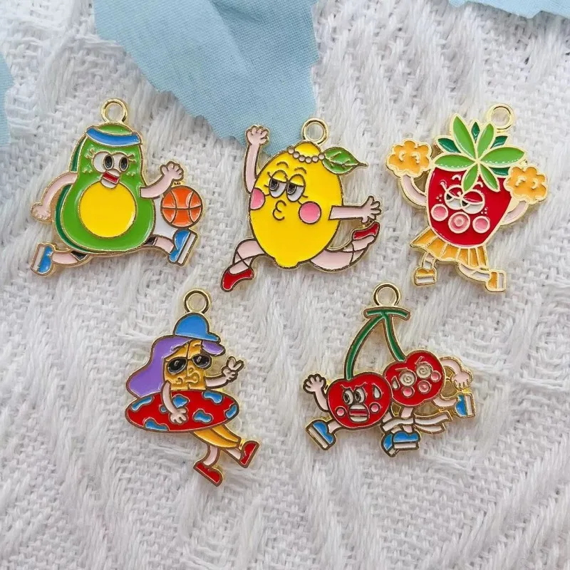 

10pcs cartoon fruit pear banana enamel alloy charm drop oil earrings necklace pendant Diy jewelry making wholesale