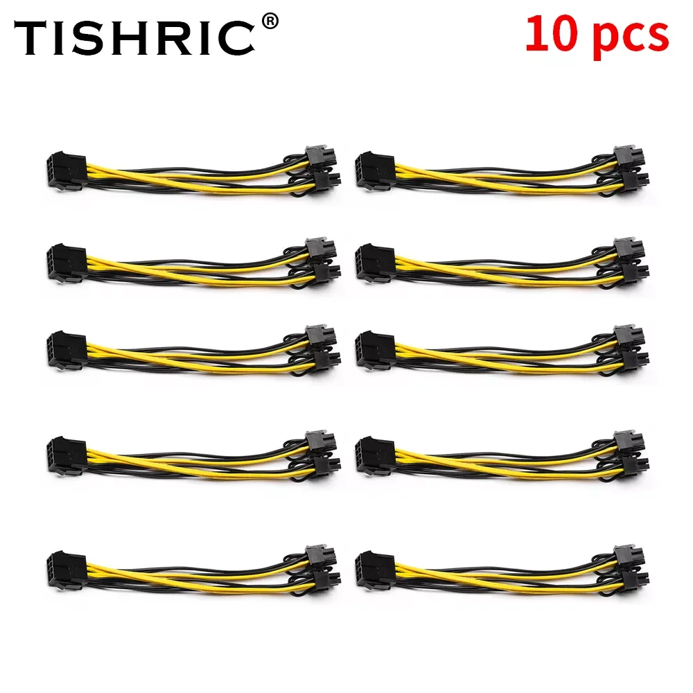 

TISHRIC 8Pin PCI Express to Dual PCIE 6+2 Pin Power Cable Motherboard Graphics Card PCI-E Riser GPU Power Data Cable 20cm
