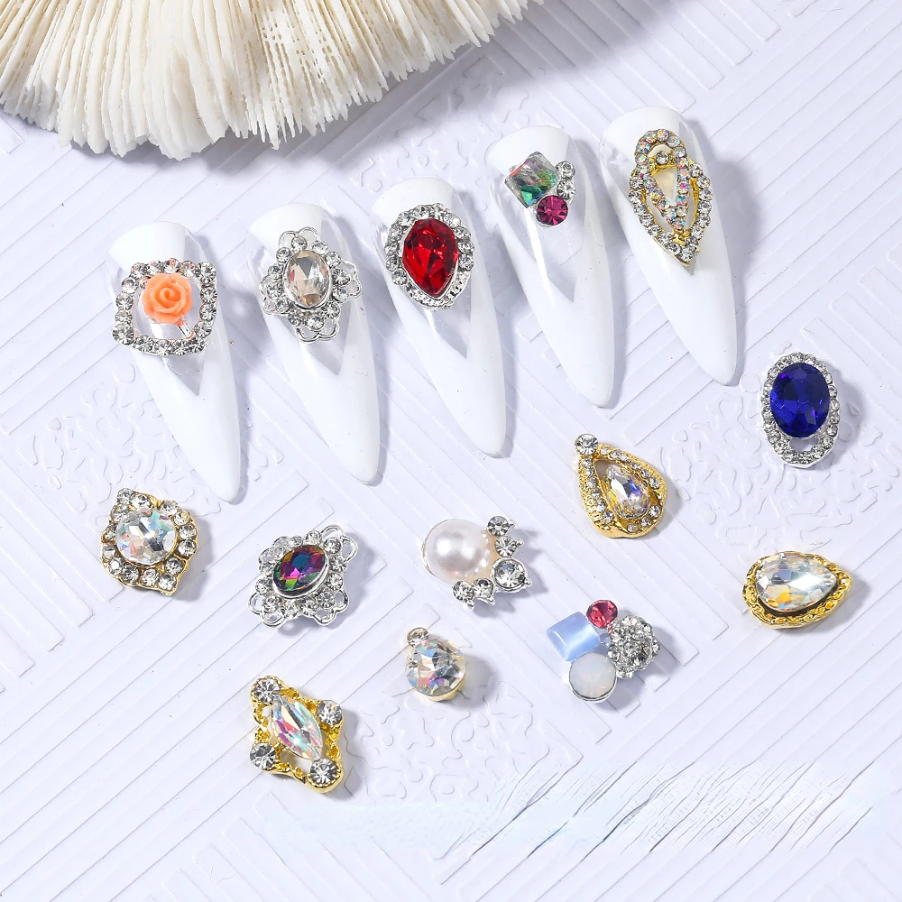 

10 шт., винтажные зеркальные подвески для ногтей