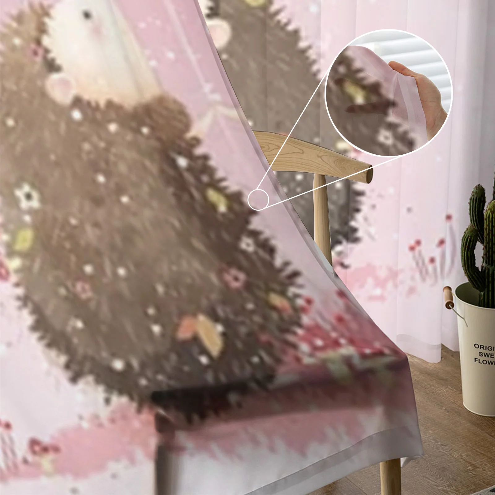 Симпатичные прозрачные шторы с ежиком для спальни занавески из тонкой ткани