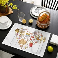 cartoon movie equipment popcorn drink filling place mats table mats washable heart shape cotton and linen placemats for dining
