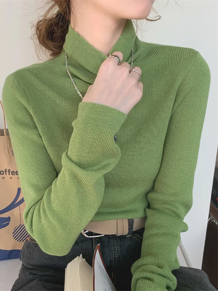

Women heaps collar Turtleneck Sweaters Autumn Winter Slim Pullover Women Basic Tops Casual Soft Knit Sweater Soft Warm Jumper