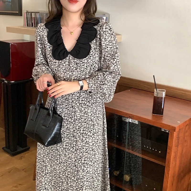 Gaganight женское тонкое Цветочное платье с воротником-лепестками на талии новинка