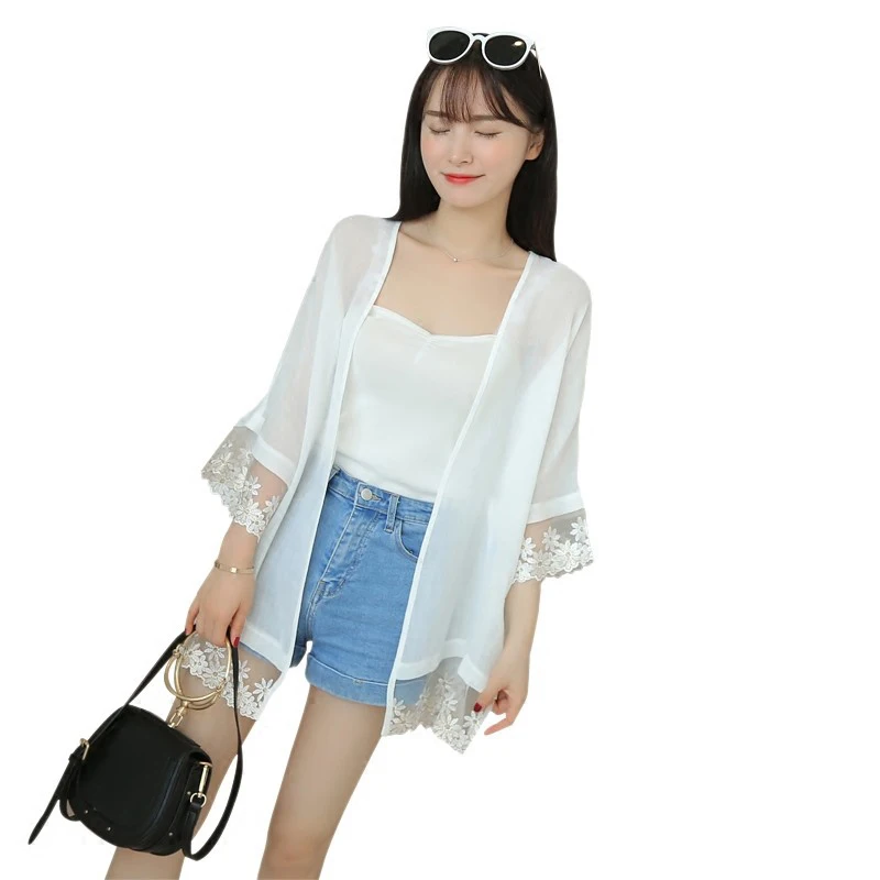 Женский шифоновый кардиган с защитой от УФ-лучей из хлопка и льна | Одежда Азии