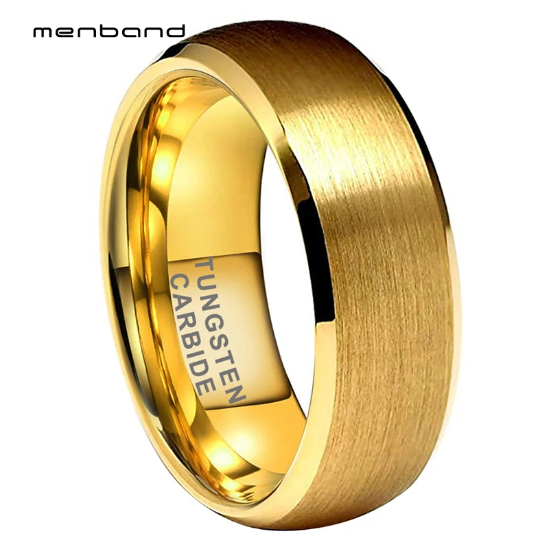 

Из желтого золота обручальные кольца Для мужчин Для женщин Для мужчин Вольфрам обручальное кольцо со скошенными матовая отделка 6 мм 8 мм св...