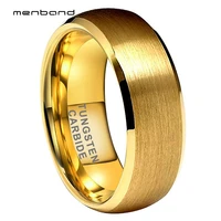 yellow gold wedding ring men women tungsten couple ring with beveled brushed finish 6mm 8mm comfort fit