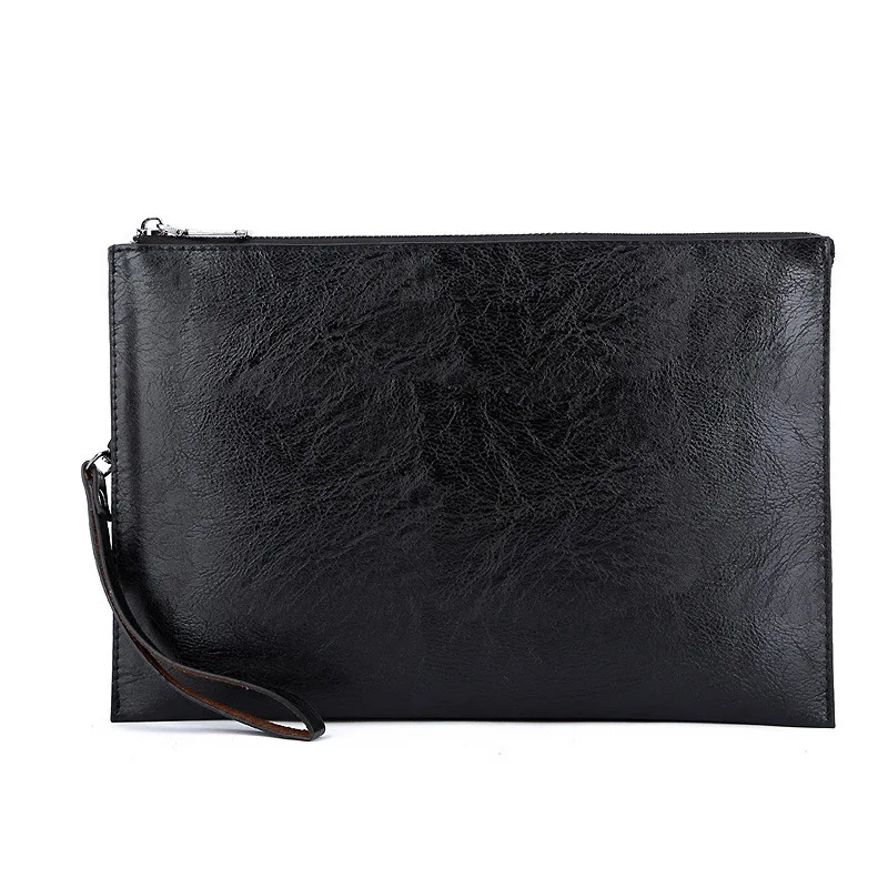

Business Soft Zipper Envelope Leather Simple Bag Bag Wrist Pack Handbag Male Men's Stylish Bag Style Leisure Fashion Clutch