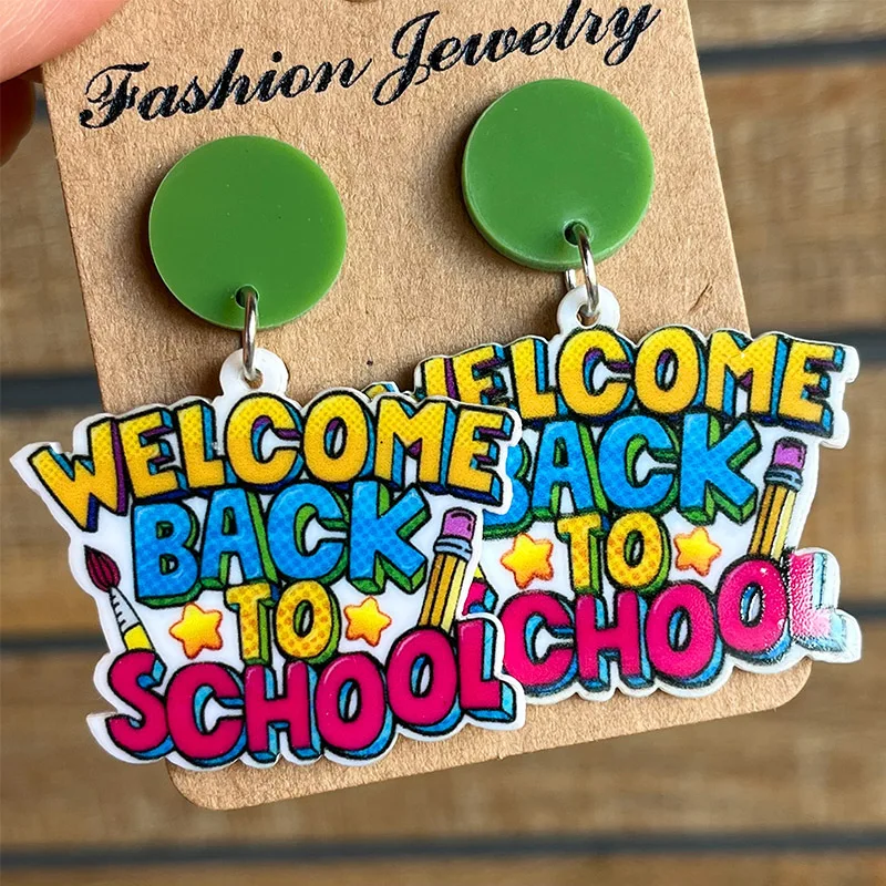 

WELCOME BACK TO SCHOOL Drop Dangle Earring Happy First Day of School Earrings for Women Teacher Appreciation Gift Back to Shcool