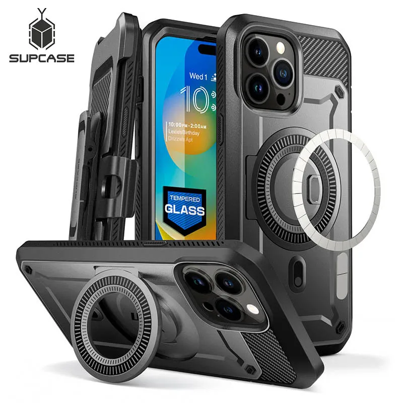 

Чехол SUPCASE для iPhone 14 Pro Max, 6,7 дюйма, 2022 дюйма, со встроенным закаленным стеклом, Защитная пленка для экрана UB Mag Pro, полноразмерный прочный Чехол