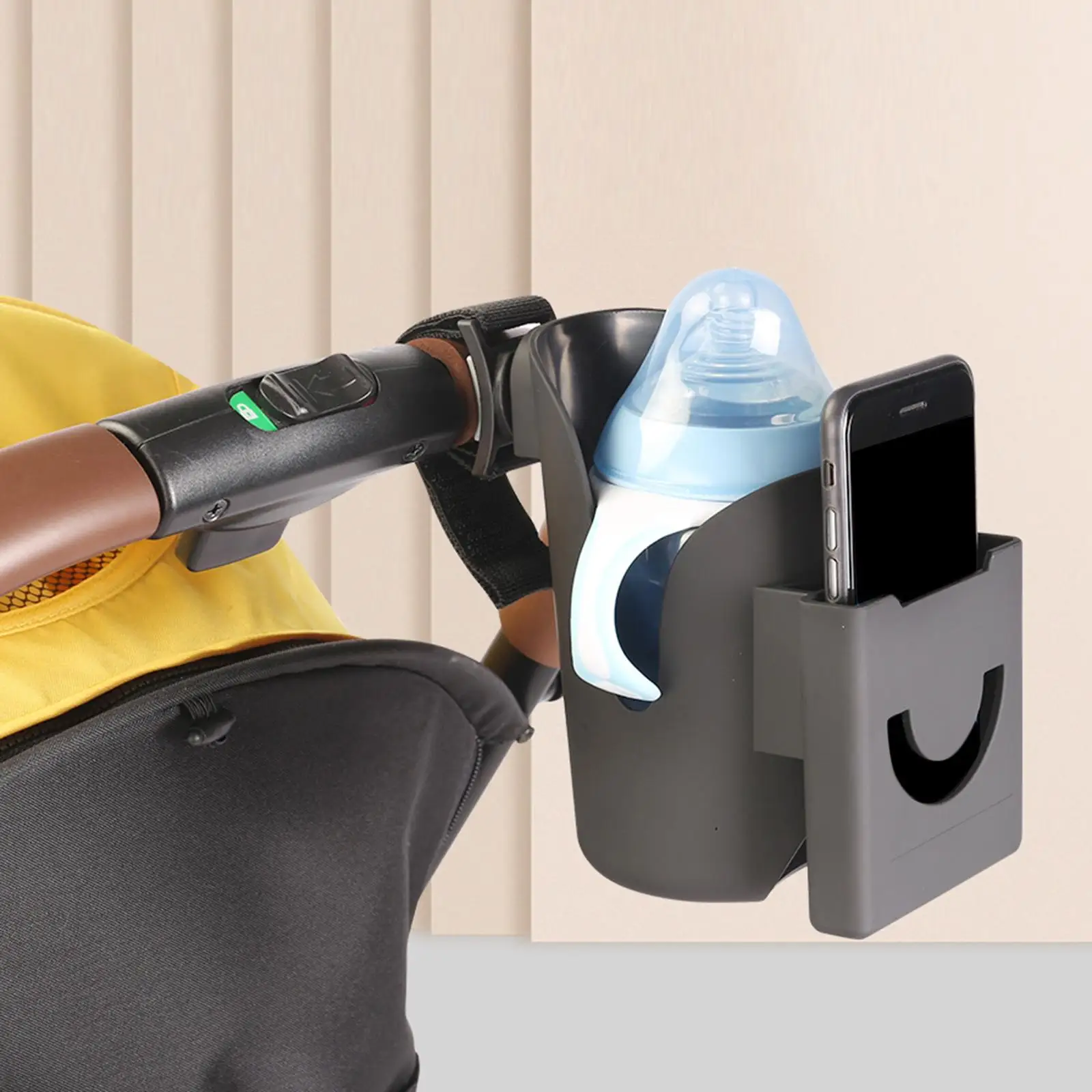

2 in 1 Stroller Cup Holder Attachment Fits Most Cups Storage Rack Fit for Bike Wheelchair Treadmill Walker Accessories