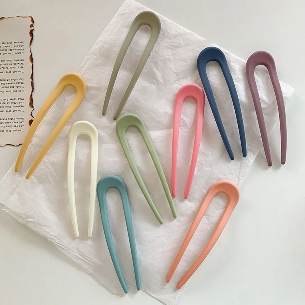 

8 Pcs U-shaped Hairpin Clips Pins Buns Chignon Updo Stick Fork Resin French Thick Women's