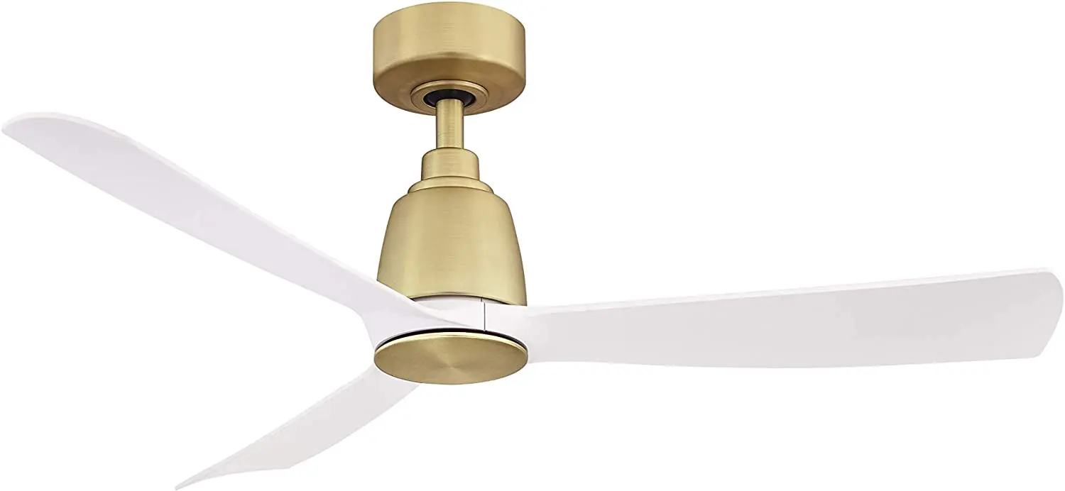 

Kute Indoor/Outdoor Ceiling Fan with Mate White Blades 44 inch - Brushed Satin Brass