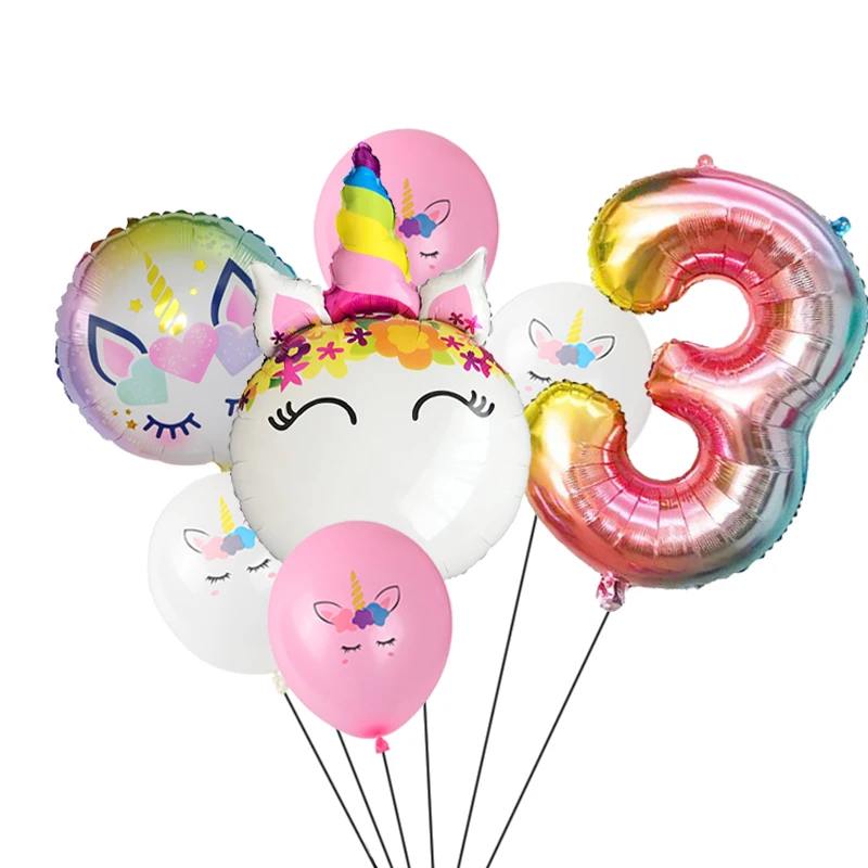 Радужные гелиевые шары в виде единорога 1 комплект 32 дюйма цифровые
