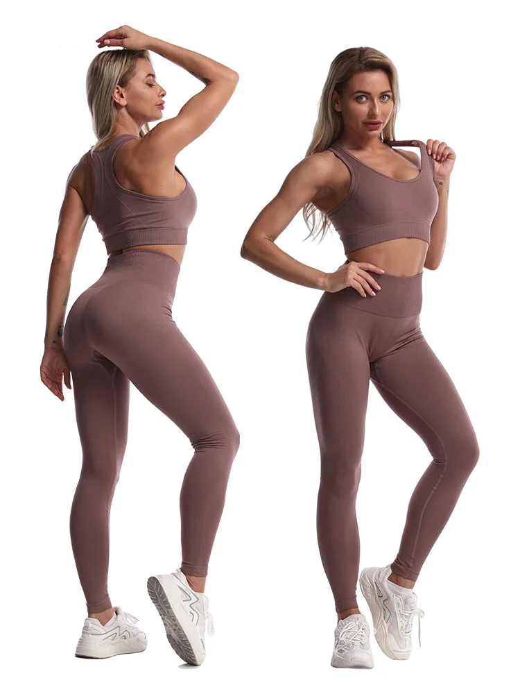 Custom Logo Seamless Yoga Set For Women Gym Clothes Sportswear Workout Wear Female Fitness Leggings Bra Suits Sport Outfits