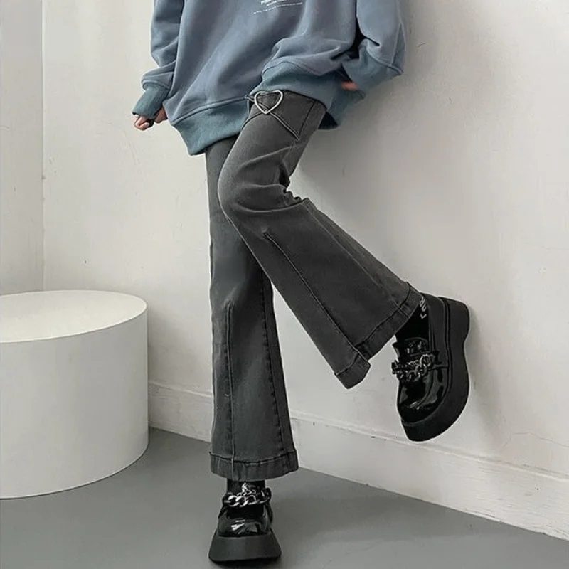 

American Retro Y2K Women's Jeans Slim Gothic Street Style Flared Pants High Street Design Straight Leg Pants Jeans for Women