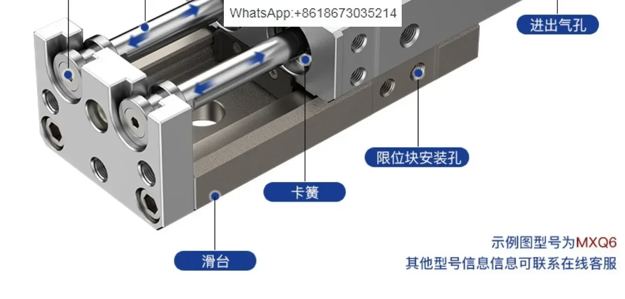 Ползунковый цилиндр SMC MXS6/8/12/16/20/25-10/20/30/40/75/100/150A/BS
