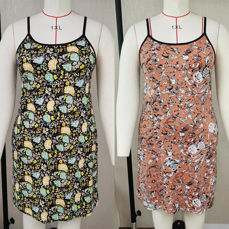 

Fragmented Home Furnishings Plus Size Sleepwear Women's 200kg 5XL Summer Strap Sleepwear Dress