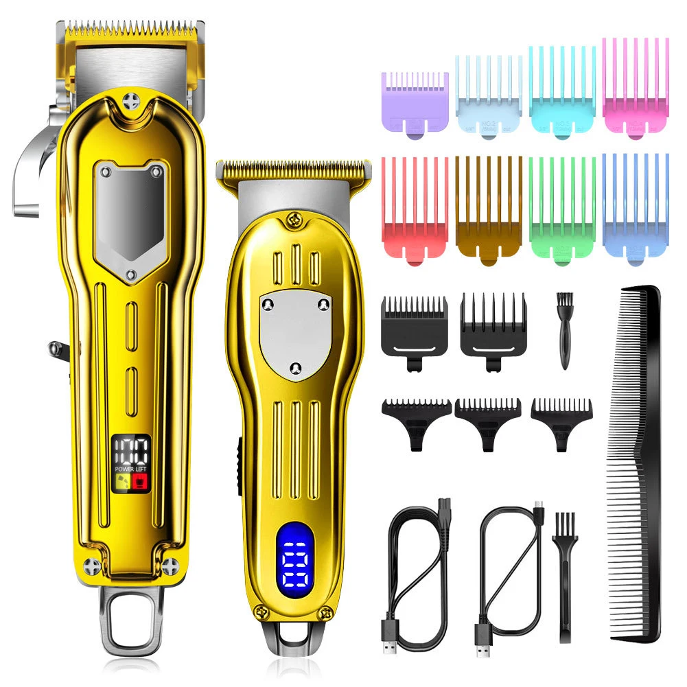 Professional Electric Hair clipper full Metal Hair Cutter 2 machines Set men Cordless Hair Trimmer for men beard hair clipper