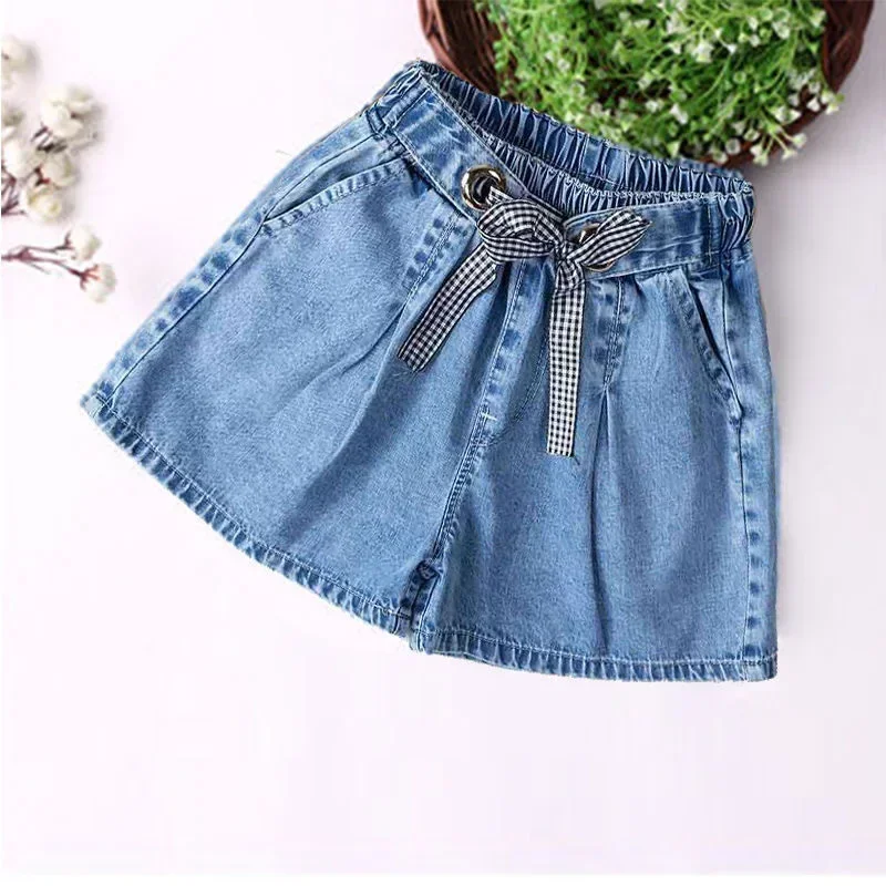 Shorts for Girls Blue All-match Children Denim Skirt Pants Fashion Jeans 2024 Summer Casual Teenage Short 10 12 14 Years